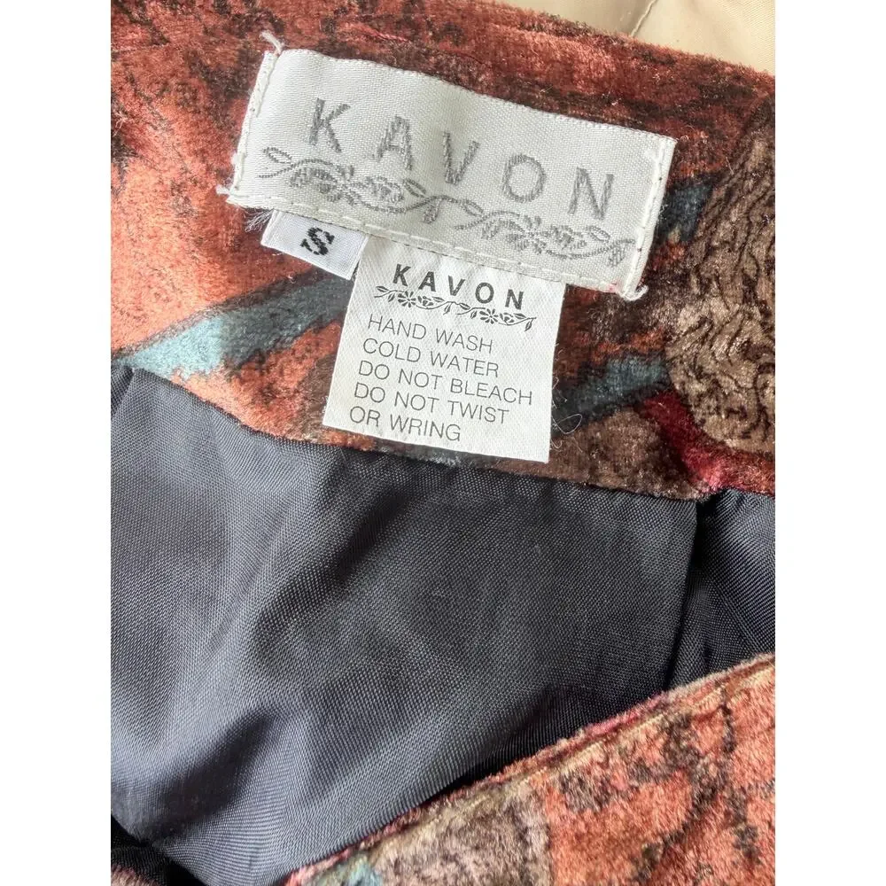 Vintage Kavon Crushed Velvet Midi Skirt Dark Academia Bohemian Small